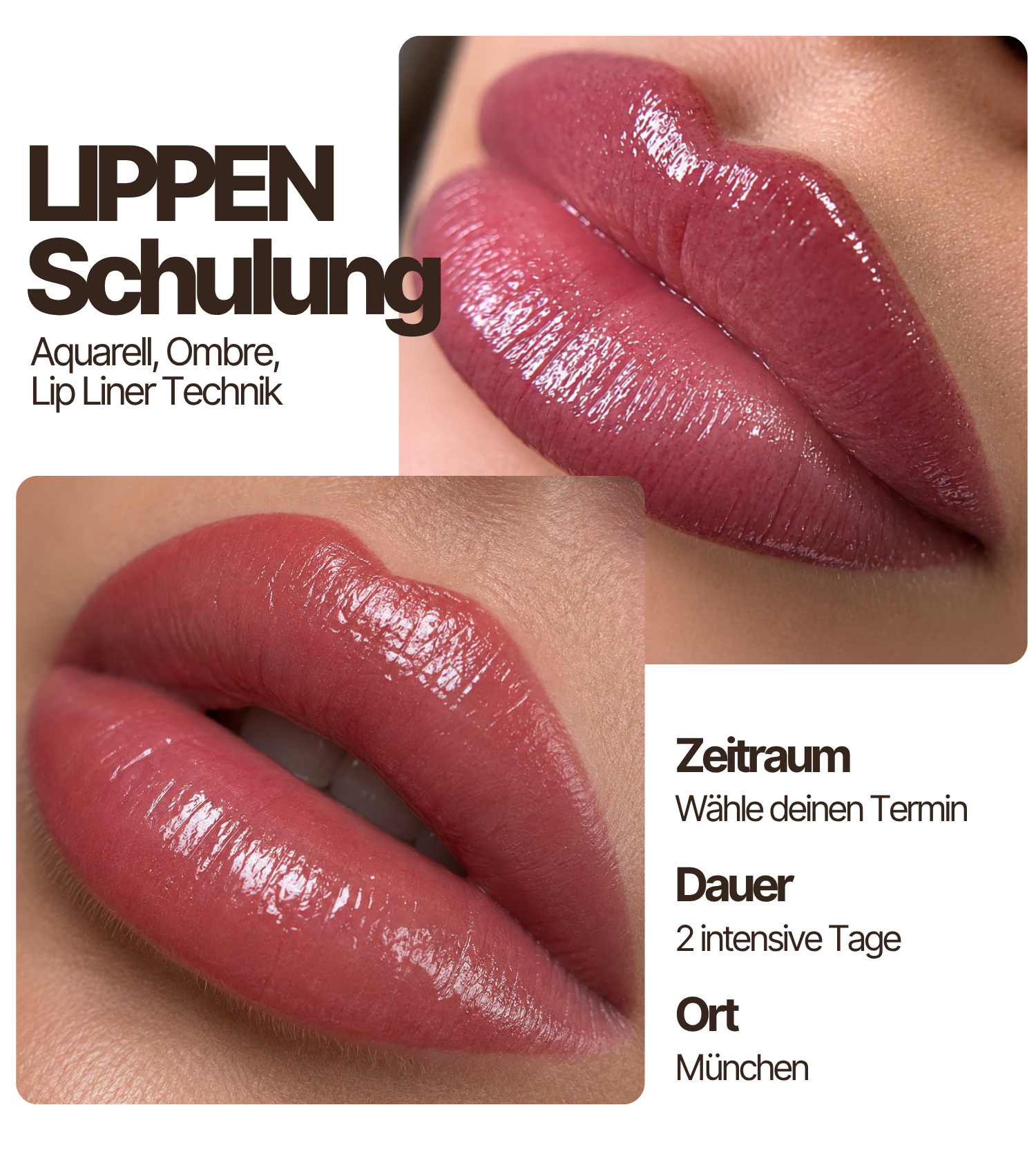 Lippenpigmentierung Ausbildung – Aquarell, Ombré &amp; Lipliner Technik in München